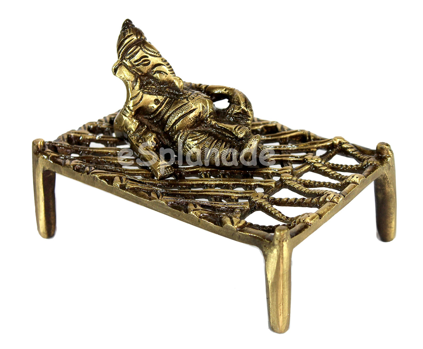 eSplanade 8" Brass Ganesha in Antique Finish | Pooja Puja Ganesh Ganesha Ganpati Ganapati Murti Idol (4.5" Ganesh)