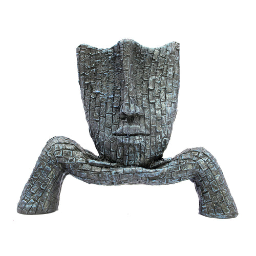 ESPLANADE Human Face Sculpture Showpiece - Zen Face Expressions Statement Piece | Home Decor | Resin - Blue - 8.5