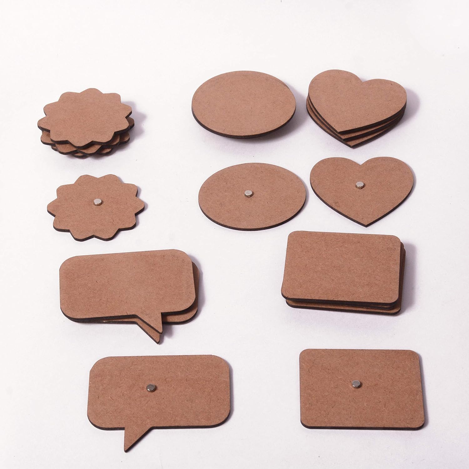 IVEI DIY MDF Wood Sheet Craft Magnet - Plain MDF Fridge Magnet Blanks Cutouts - Set of 20 Mix Shaped Magnets for Painting Wooden Sheet Craft, Decoupage, Resin Art Work & Decoration