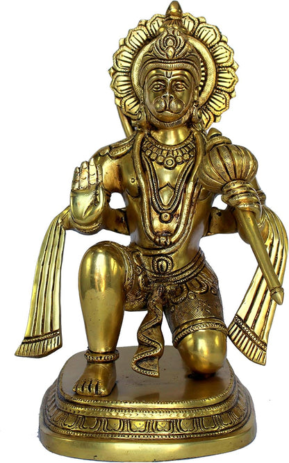 eSplanade Brass Hanuman Anjaneya Pavan Putra Bajrangbali Maruti Idol Murti Moorti Statue -11" inches