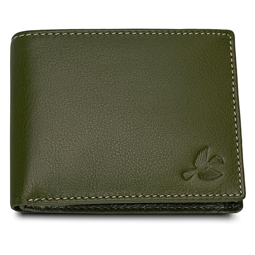 HORNBULL Maddison Mens Olive Green Leather Wallet for Men | Stylist Mens Wallet with RFID Blocking | Genuine Leather Wallets Gift for Mens