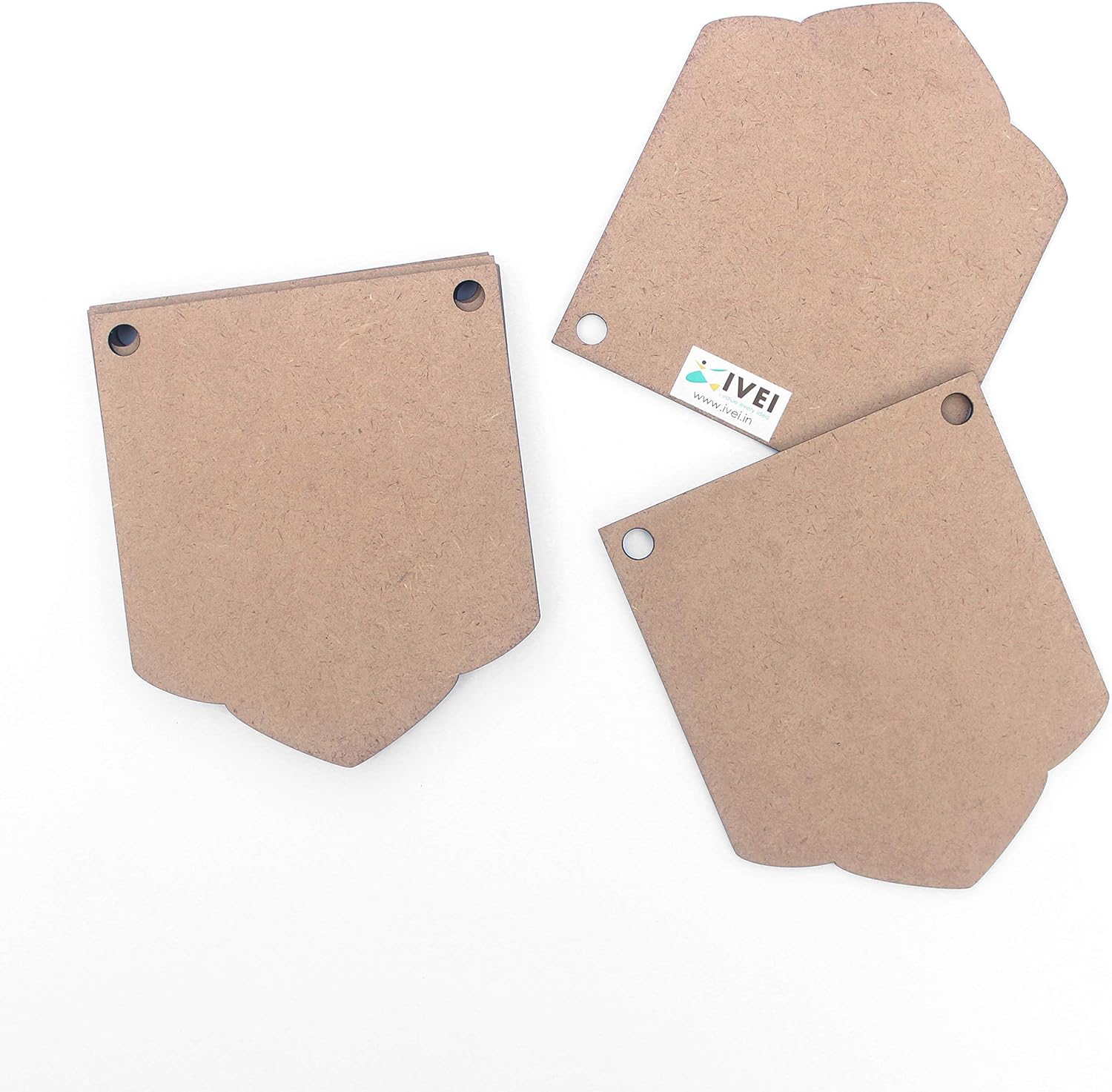 IVEI DIY Wood Sheet Craft - MDF Cutouts Bunting/Toran - Scallop Painting MDF Wooden Sheet Craft - 6pcs for Decoupage MDF Plains, Resin Art Work & Decoration