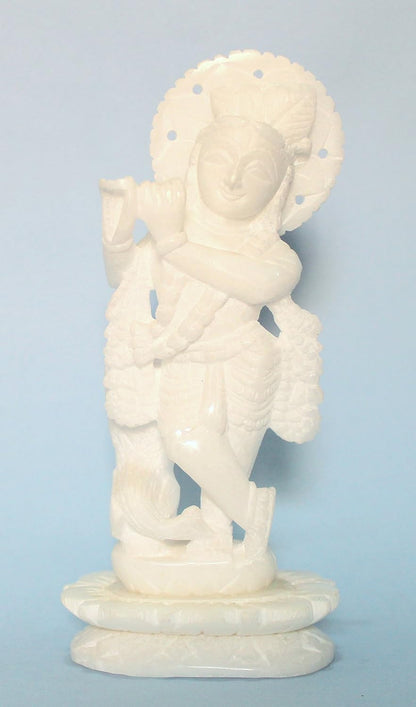 eSplanade - Lord Krishna Kishan Gopal Gopala Murti Idol Statue Sculpture - Marble Stone - White