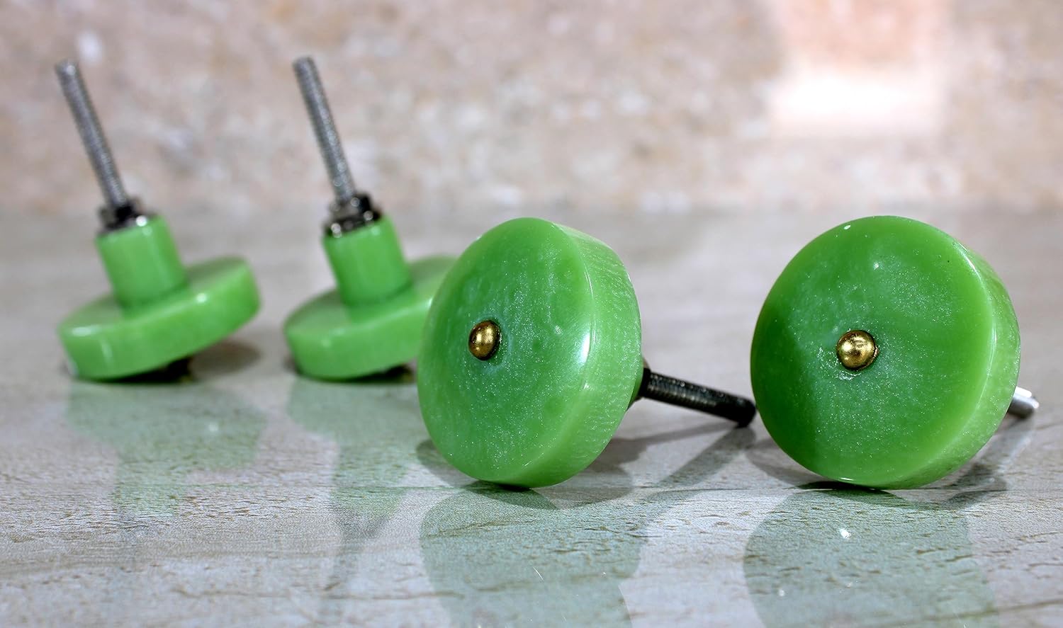 eSplanade Cupboard Drawer Door Acrylic Knobs - Set of 4 | Drawer Handles Cupboard Pulls Almirah Hooks | Acrylic Plastic - Diameter 4 cms (Green)
