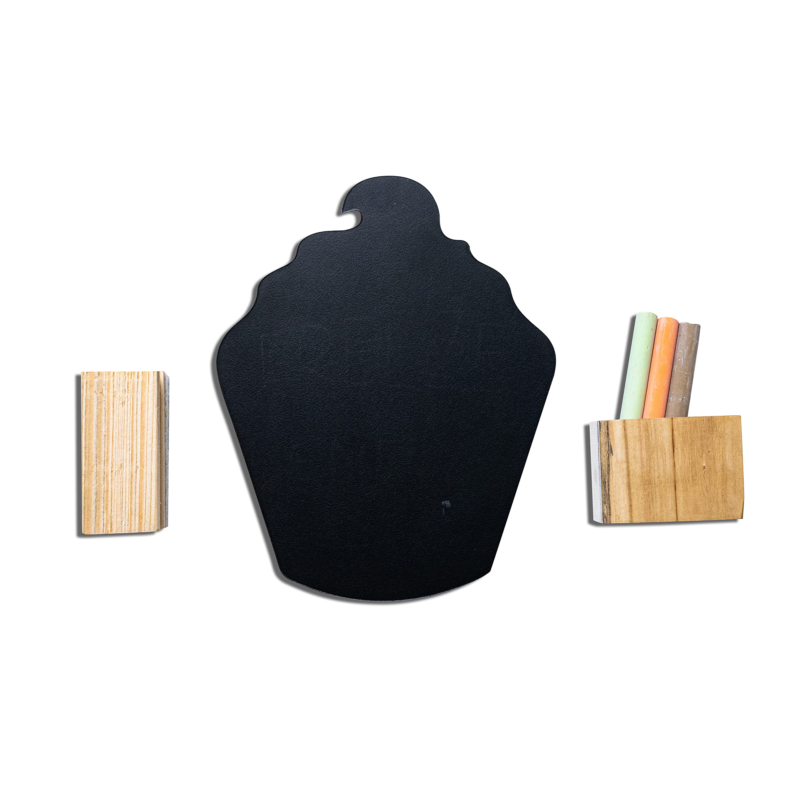 IVEI Wooden Fridge Magnet with Whiteboard/Blackboard - Decorative Refrigerator Magnets for Notes, Reminders, Shopping Lists (Medium, Cup Cake (Black Board))