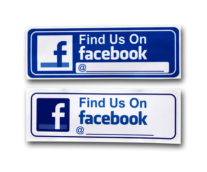 eSplanade FIND US ON Facebook Sign Sticker Decal - Easy to Mount Weather Resistant Long Lasting Ink Size (9" x 3")