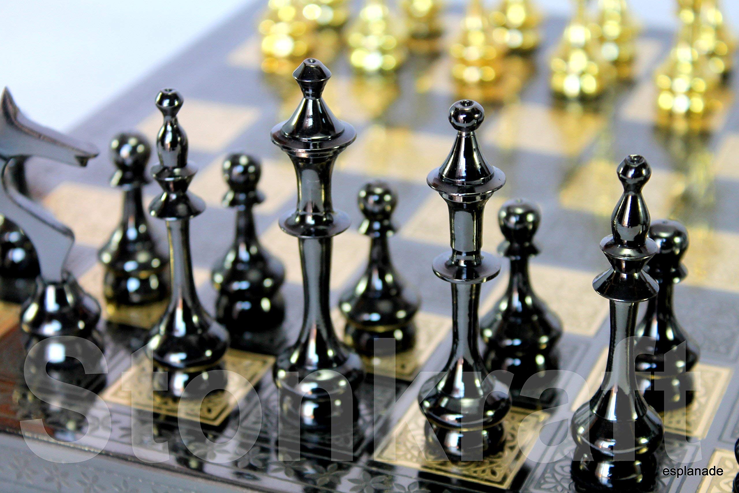 StonKraft Brass Wooden Chess Pieces Pawns Chessmen Figure Figurine Pieces Coins