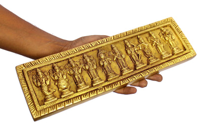 ESPLANADE - Brass Vishnu Dashavatar Dashavatara Dasavatharam Idol Sculpture Figurine Engraved Showpiece - Ten Incarnations Avtars of Lord Vishnu - Golden - 13" Inches