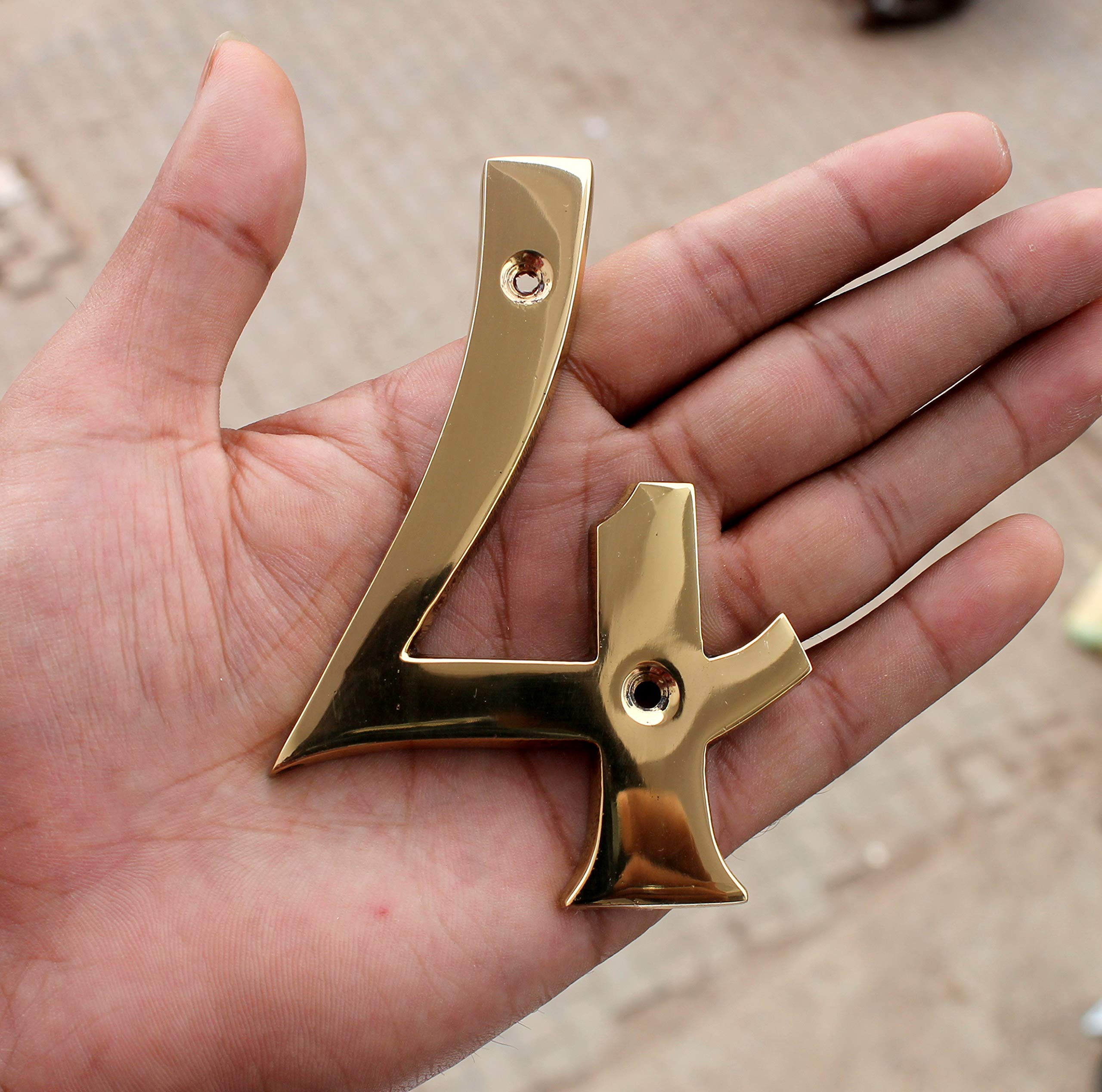 eSplanade 4" Brass House Hotel Door Number Plaque Numeric Numerical Digit 0-9