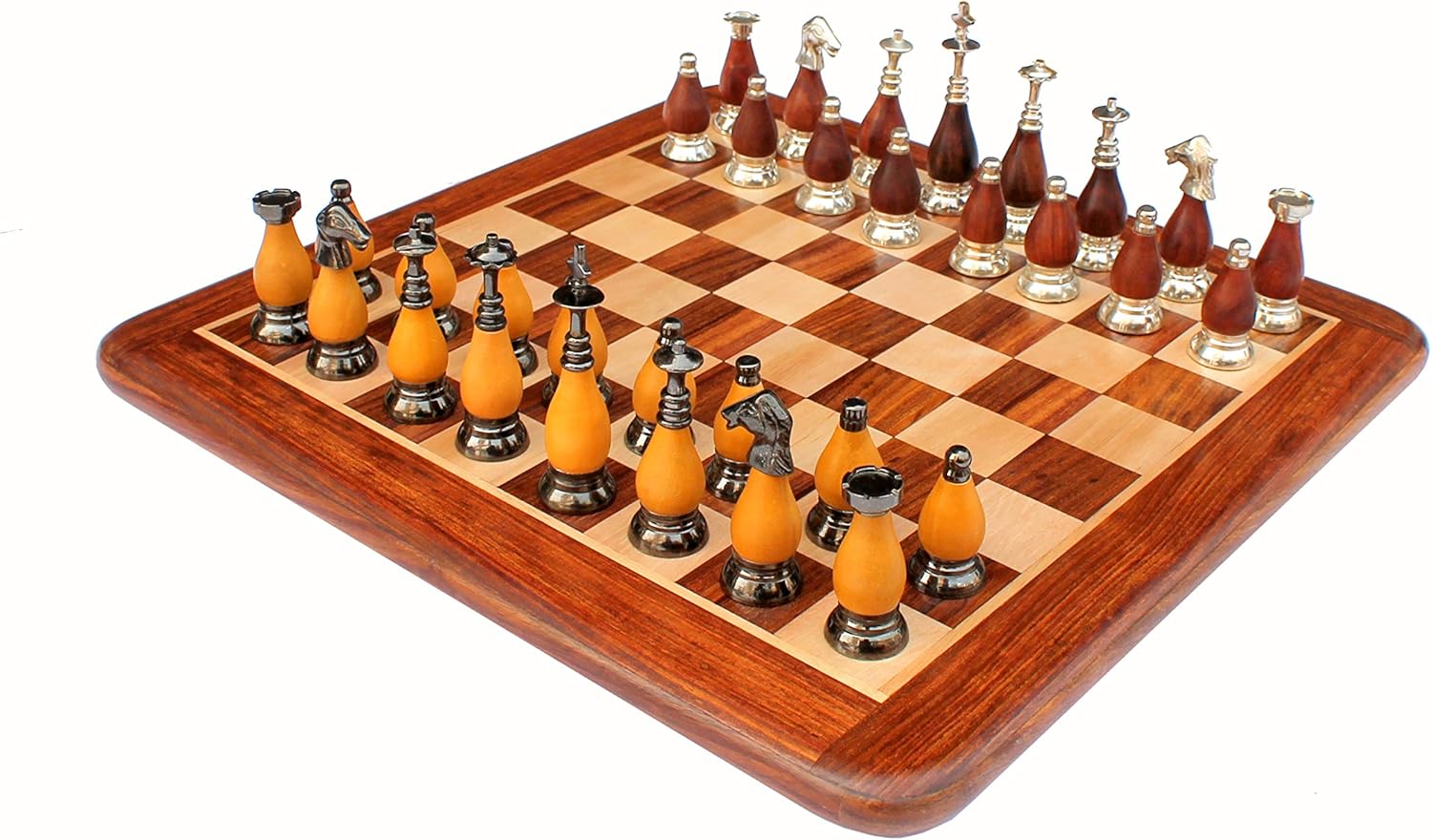 StonKraft Wooden Chess Board Without Pieces for Professional Chess Players - Appropriate Wooden & Brass Chess Pieces Chessmen Available Separately by Brand (14", 16",21"- Acacia Wood)