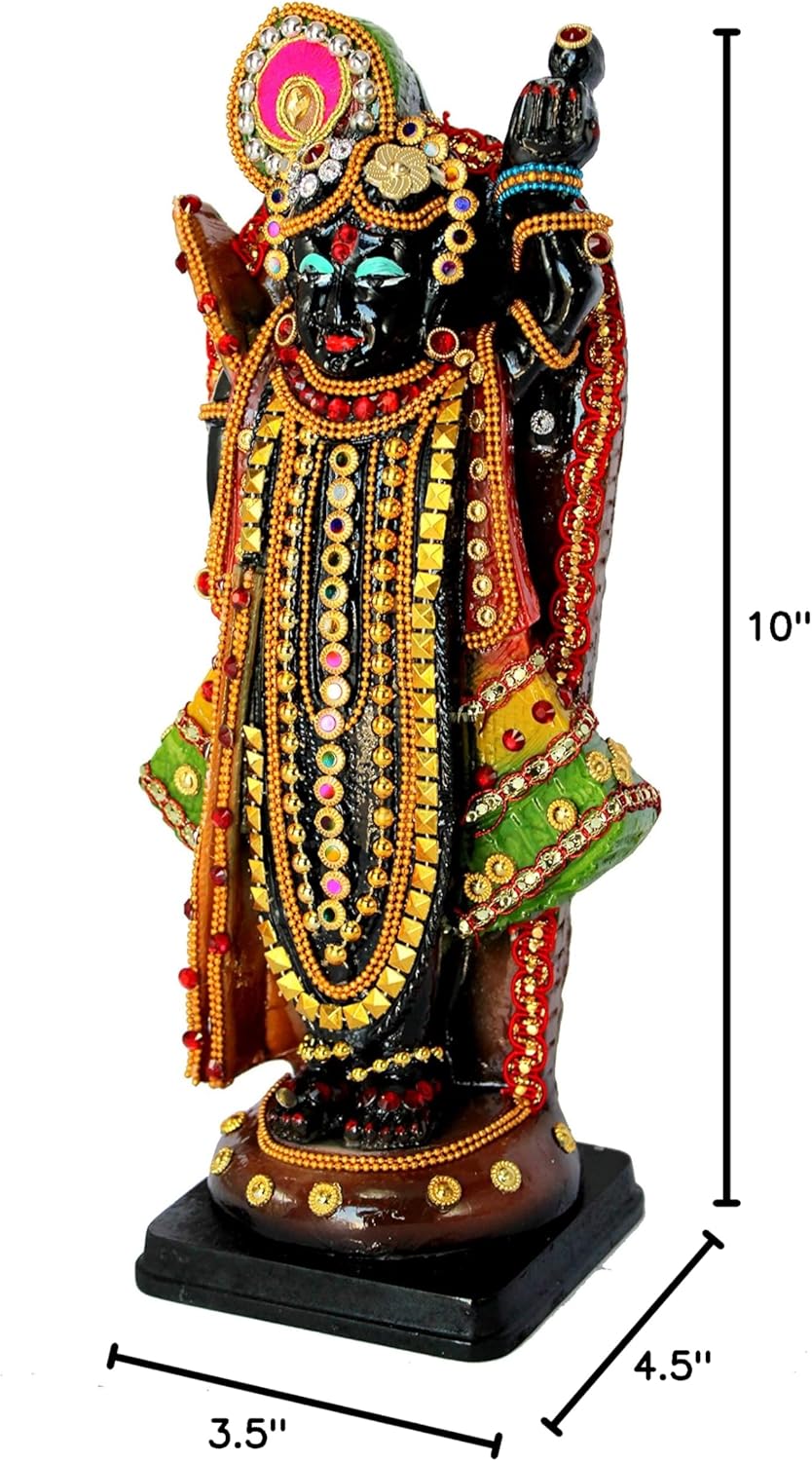 eSplanade Resin Shrinath Ji Bankebihari Krishna Statue - 10 inches | Idols for Home Puja Place