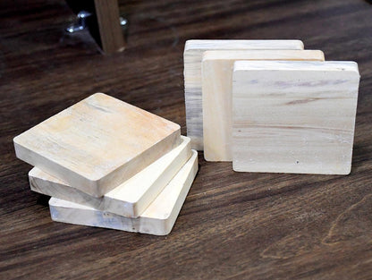IVEI DIY Thick Wooden Coasters Wood Canvas - Plain Wooden Coasters Shaped Blank Cutouts for Painting, Wooden Sheet Craft, Decoupage, Resin Art Work & Decoration - Set of 6