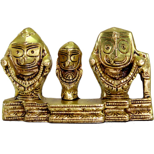eSplanade Brass Lord Puri Jagannath, Balaram and Subhadra maa Idol for Decor Idol Murti Statue - 2.75 & 5.25 inches