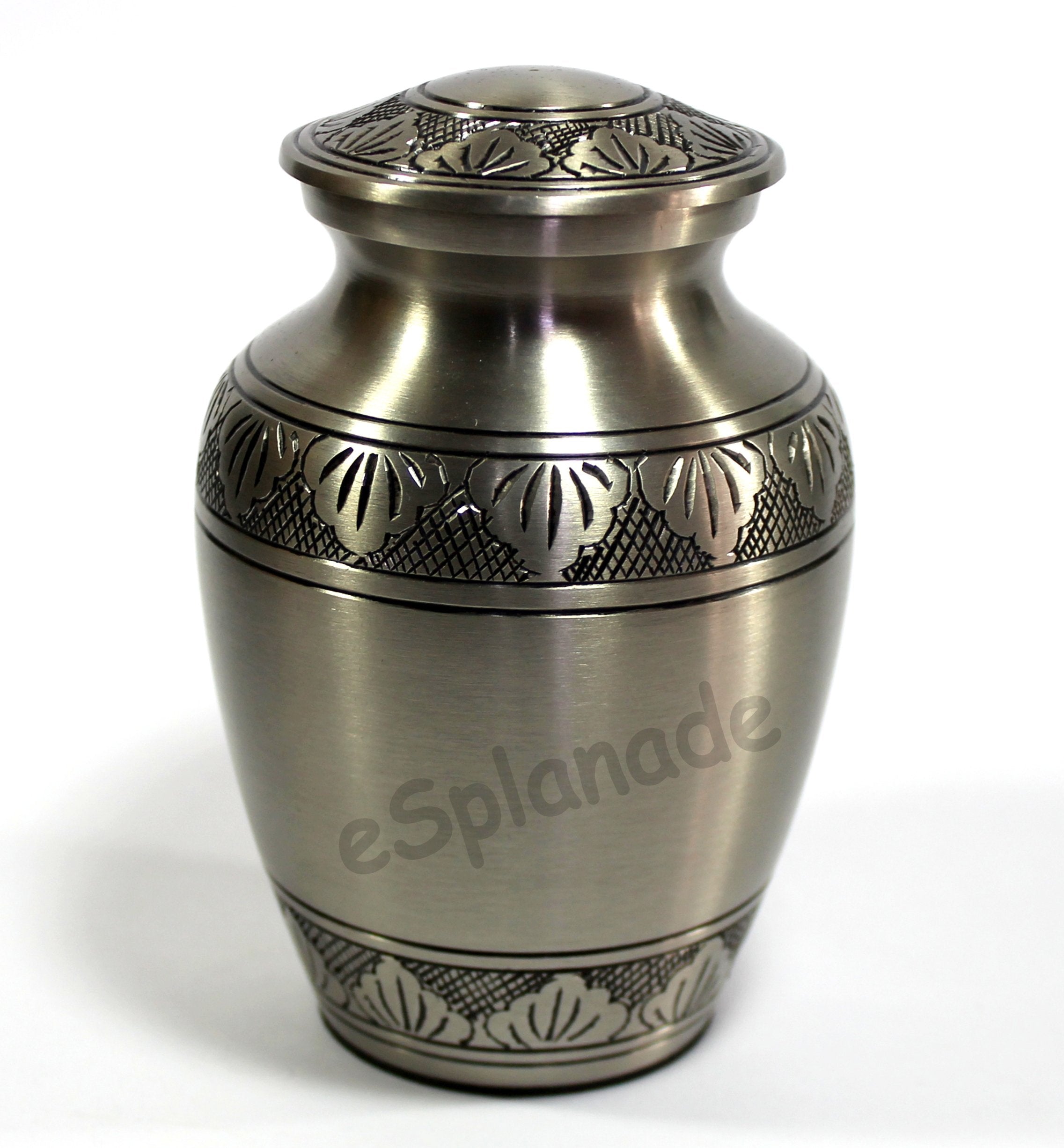 eSplanade Brass Cremation Urn Memorial Jar Pot Container | Medium Size Urn for Funeral Ashes Burial | Engraved Metal Urn | Multicolor- 6" Inches