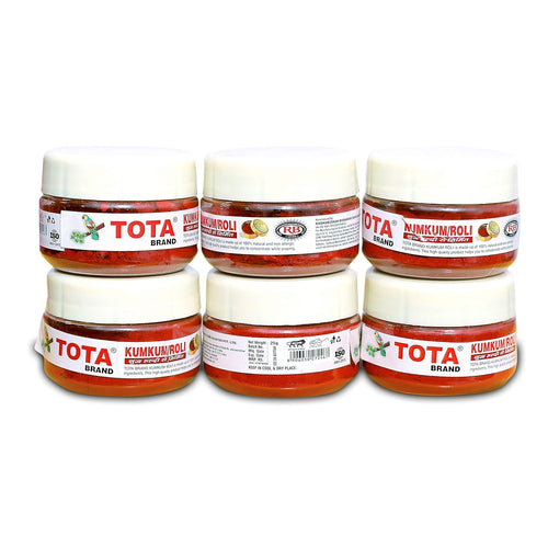 TOTA Pure Kumkum Haldi Roli for Puja Tilak (150 gm - 25gm Each, Red) - Combo of 6 Boxes