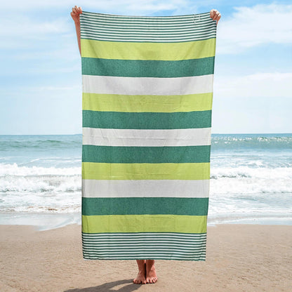 Turkish Beach Towel |100% Cotton Bath Towel | Ultra-Absorbent, Pool, Travel, Quick-Dry, Lightweight, Oversized, Sandproof| Fast Drying | Multi-Purpose Towels | Striped (Blue)