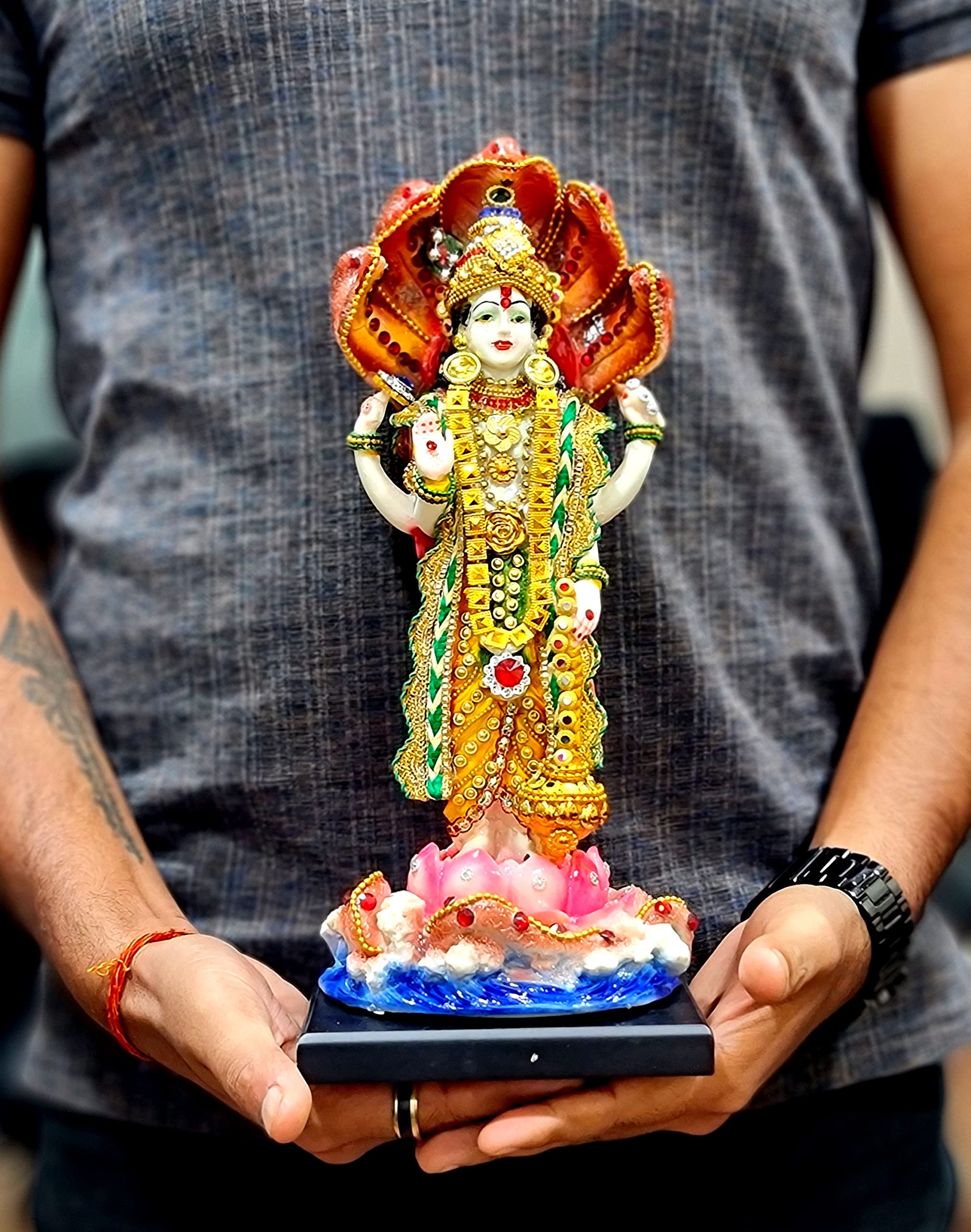 ESPLANADE Resin Vishnu Narayana Moorti Murti Idol Statue | Pooja Idols - Home Decor | Multicolor - 12.5" Inches