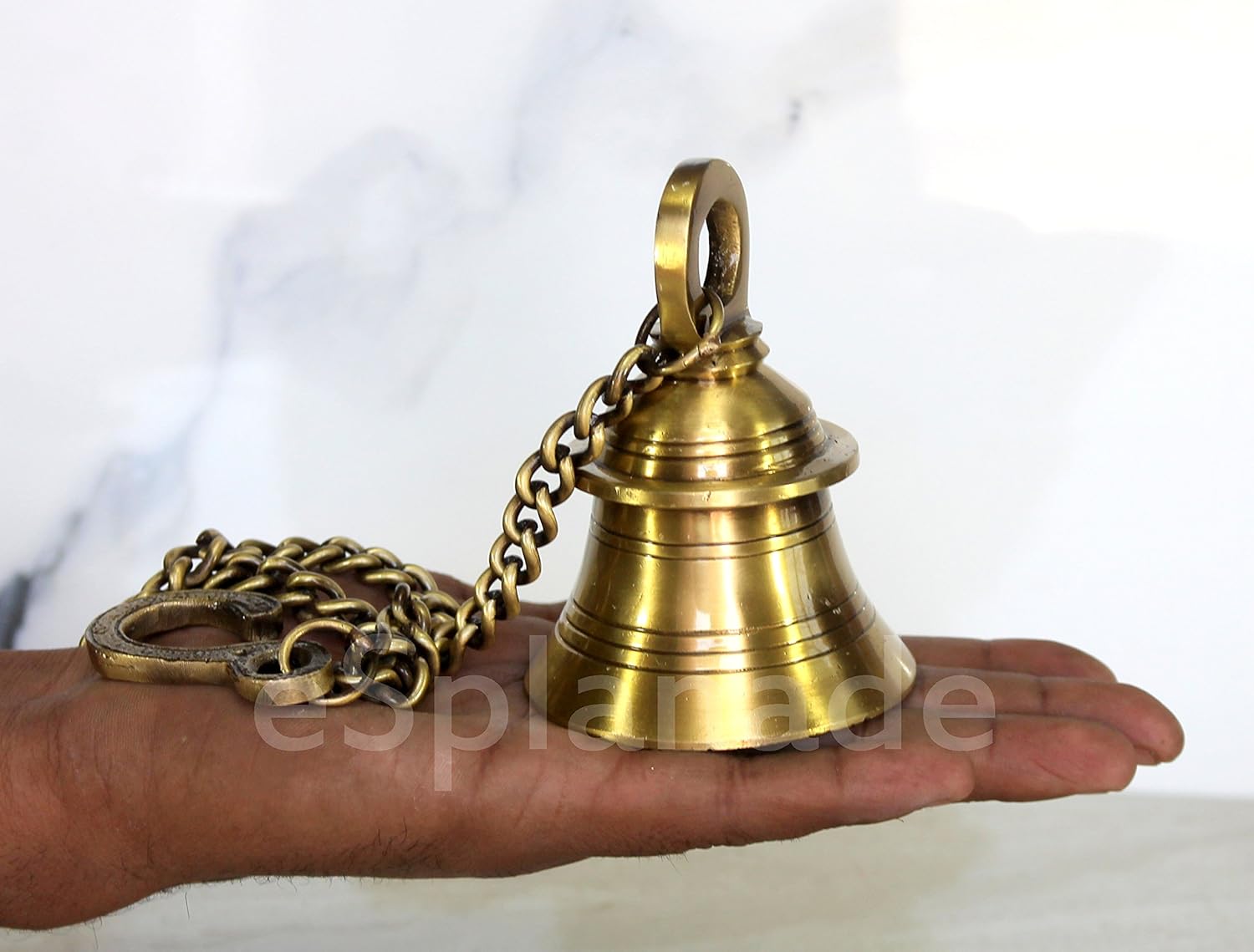 eSplanade - Brass Hanging Bell with Chain | Brass Hanging Bell Ghanti | Home Decor | Door Decor | Pooja Accessories