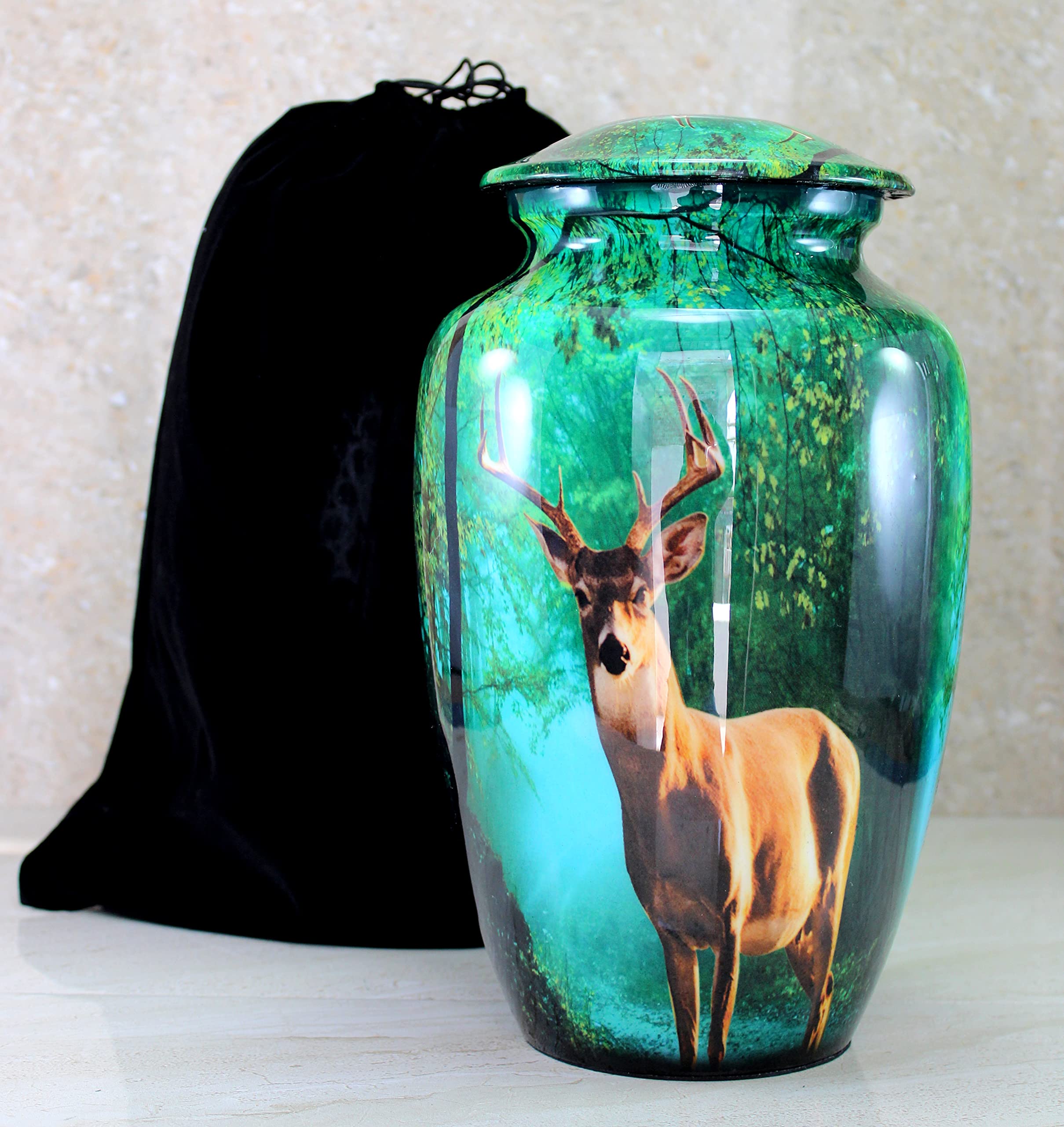 eSplanade Metal Cremation Urn Memorial Jar Pot Container | Full Size Printed Urn for Funeral Ashes Burial | Metal Urns | (Multicolor) - 10" Inches