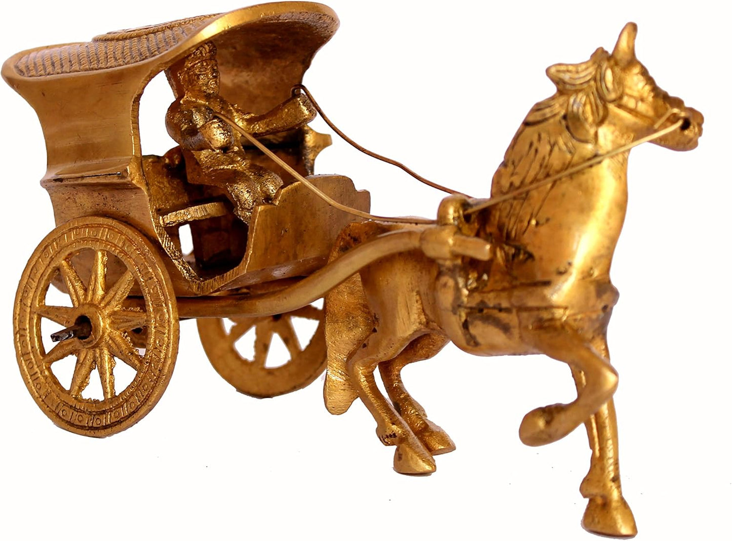 StonKraft Unique Show Piece of Horse Cart Brass Metal with Fine Finish Carving Work