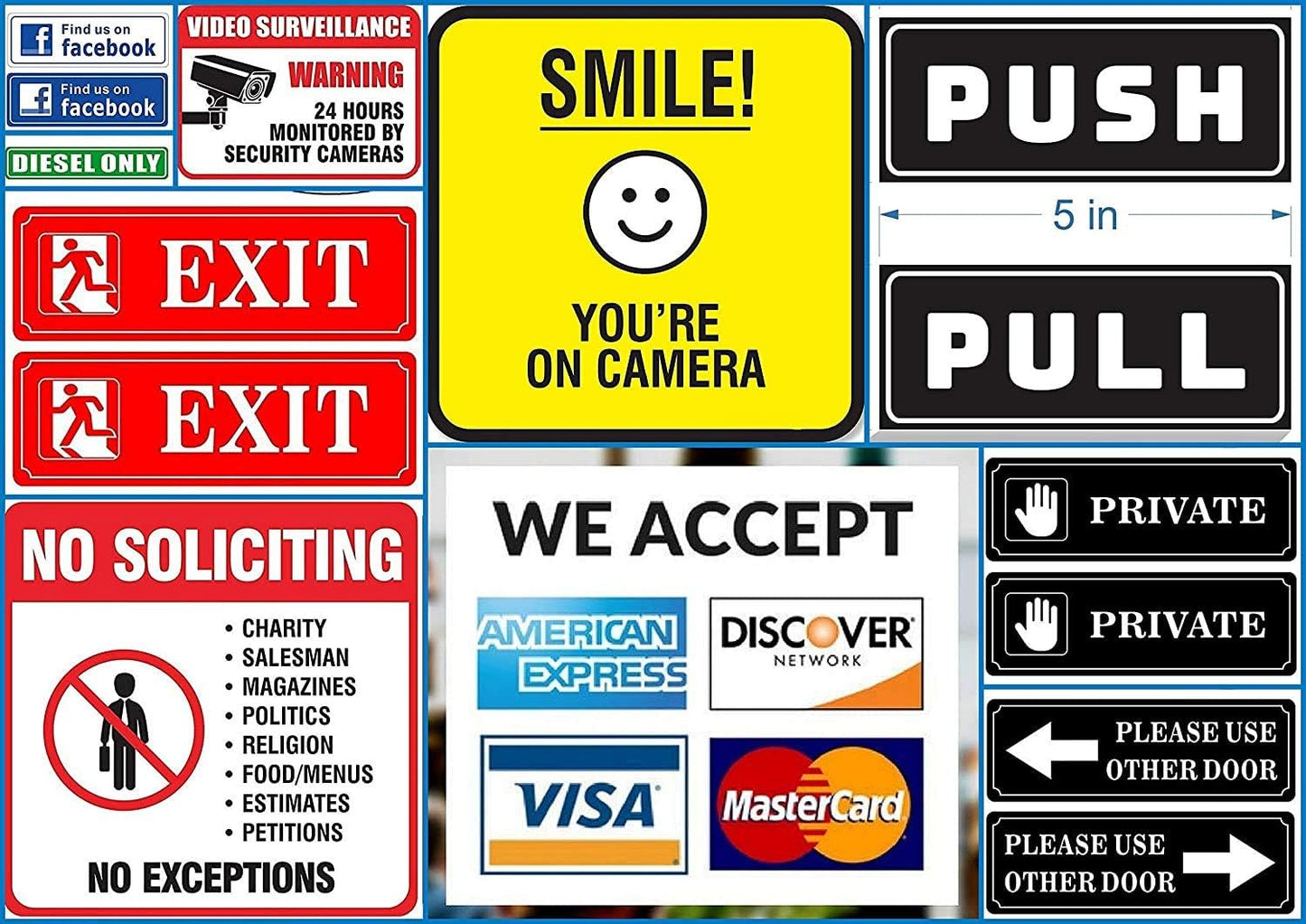 eSplanade PLEASE USE OTHER DOOR/Different Door Sign Sticker Decal - Easy to Mount Weather Resistant Long Lasting Ink Size (9" x 3")