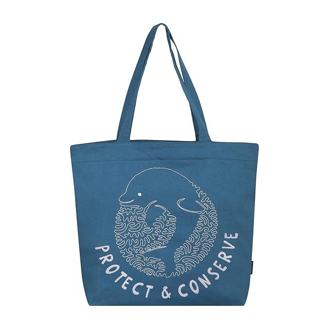 SKAPADORO Canvas Big Zip Handbag Tote,100% Cotton, Inner pocket, Unisex Embroidered Comfortable Bag for Travel Office Beach Shopping, Easy to Wash Trendy Everyday Shoulder Bag