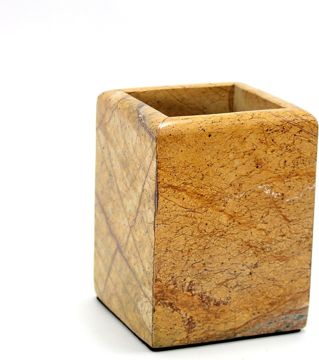 KLEO - Bathroom Accessory Set Made from Natural Stone - Bath Accessories Set of 4 Includes Soap Dispenser, Toothbrush Holder, Tumbler and Soap Dish (Black, Brown)