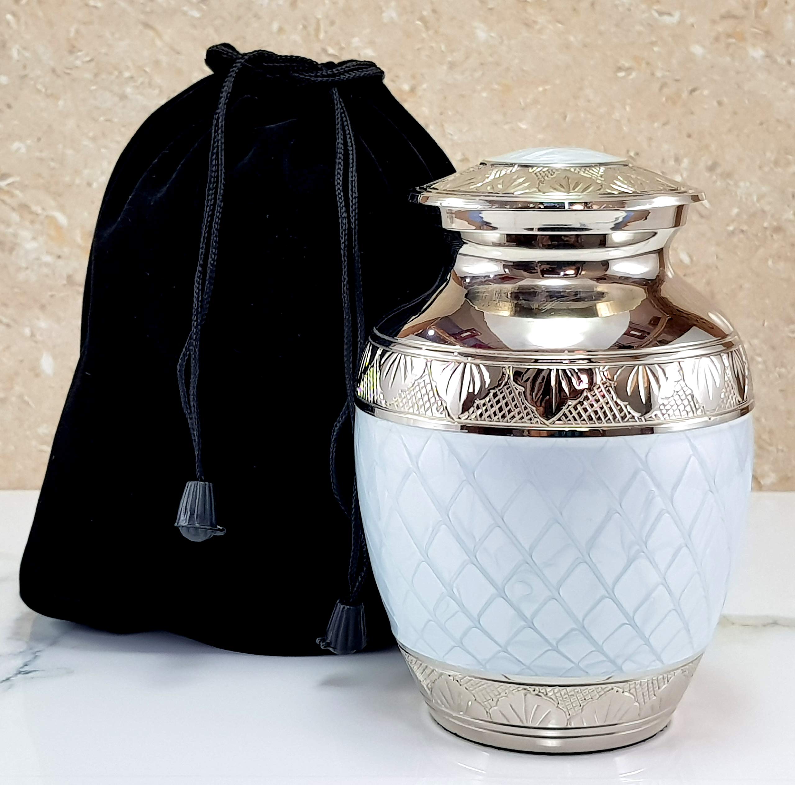 eSplanade Metal Cremation Urn Memorial Jar Pot Container | Medium Size Urn for Funeral Ashes Burial | Engraved Metal Urn