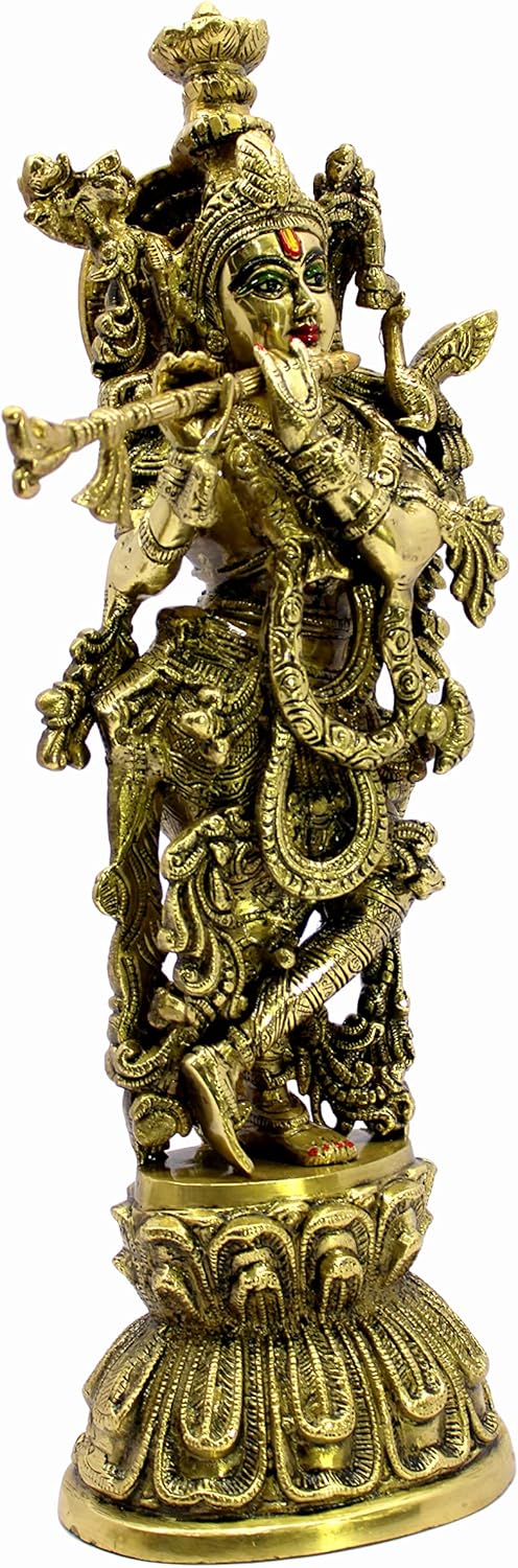 eSplanade Brass Krishna Krishan Murti Idol Statue Sculpture - Multi Colour - 21" Inches, 18" Inches