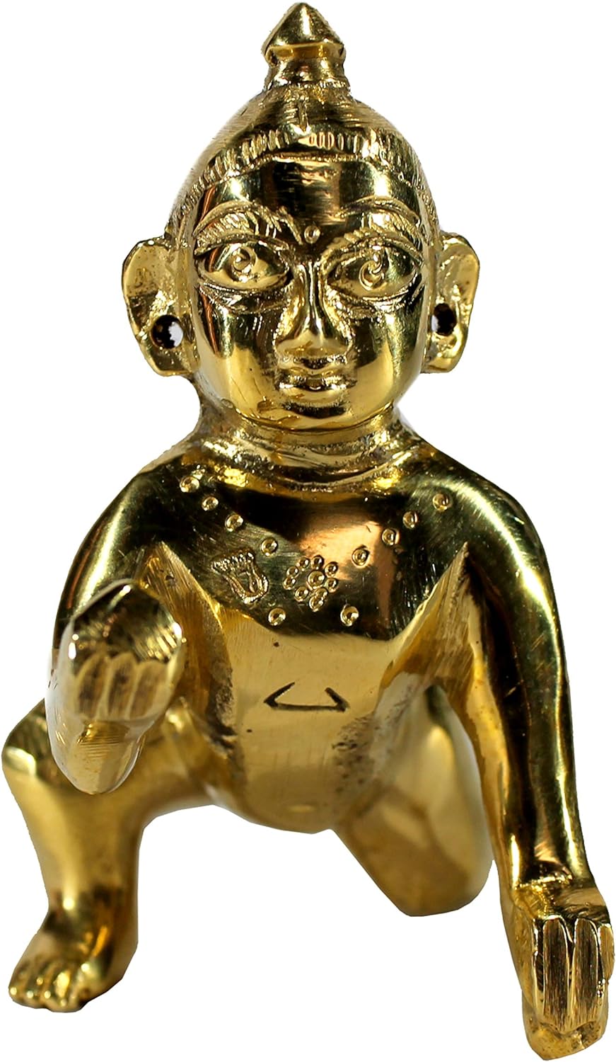 StonKraft Brass Krishna Laddoo Gopal Kanha Makhan Chor Statue Idol Murti Sculpture