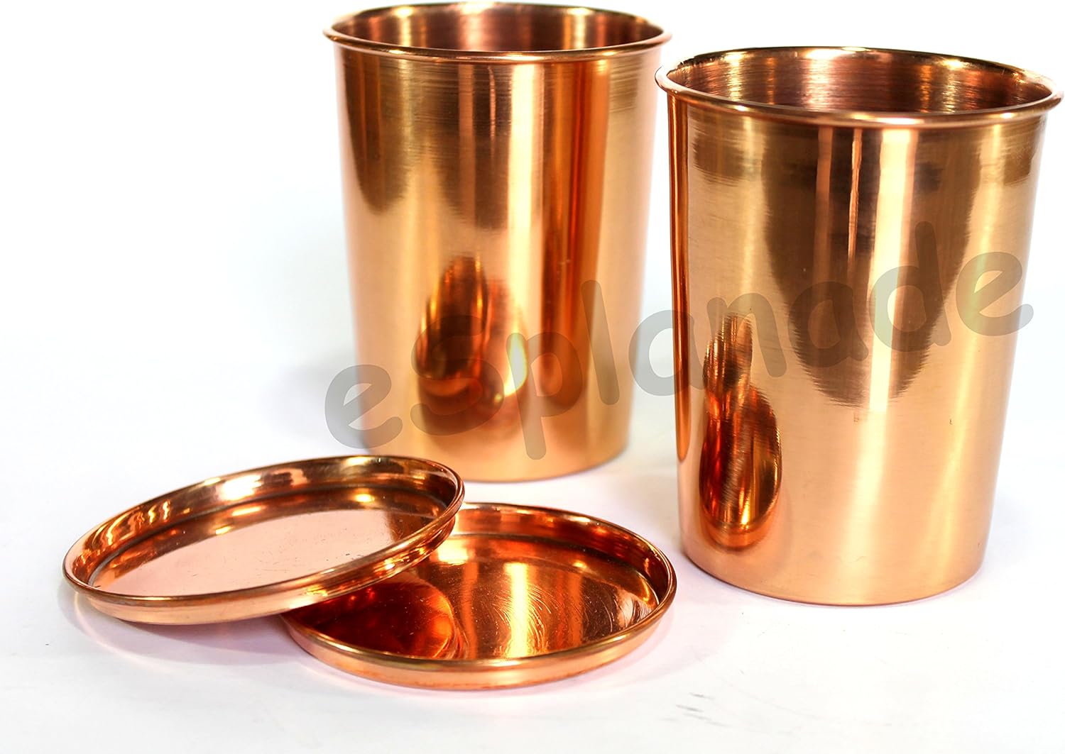 Esplanade Copper Glasses | Moscow Mule Shot | Seamless Copper Glass | Leak Proof, Travel Friendly with Ayurvedic Health Benefits (Glasses Set of 2)