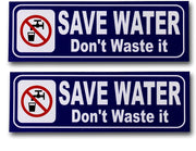 eSplanade Save Water Sign Sticker Decal - Easy to Mount Weather Resistant Long Lasting Ink Size (9" x 3")