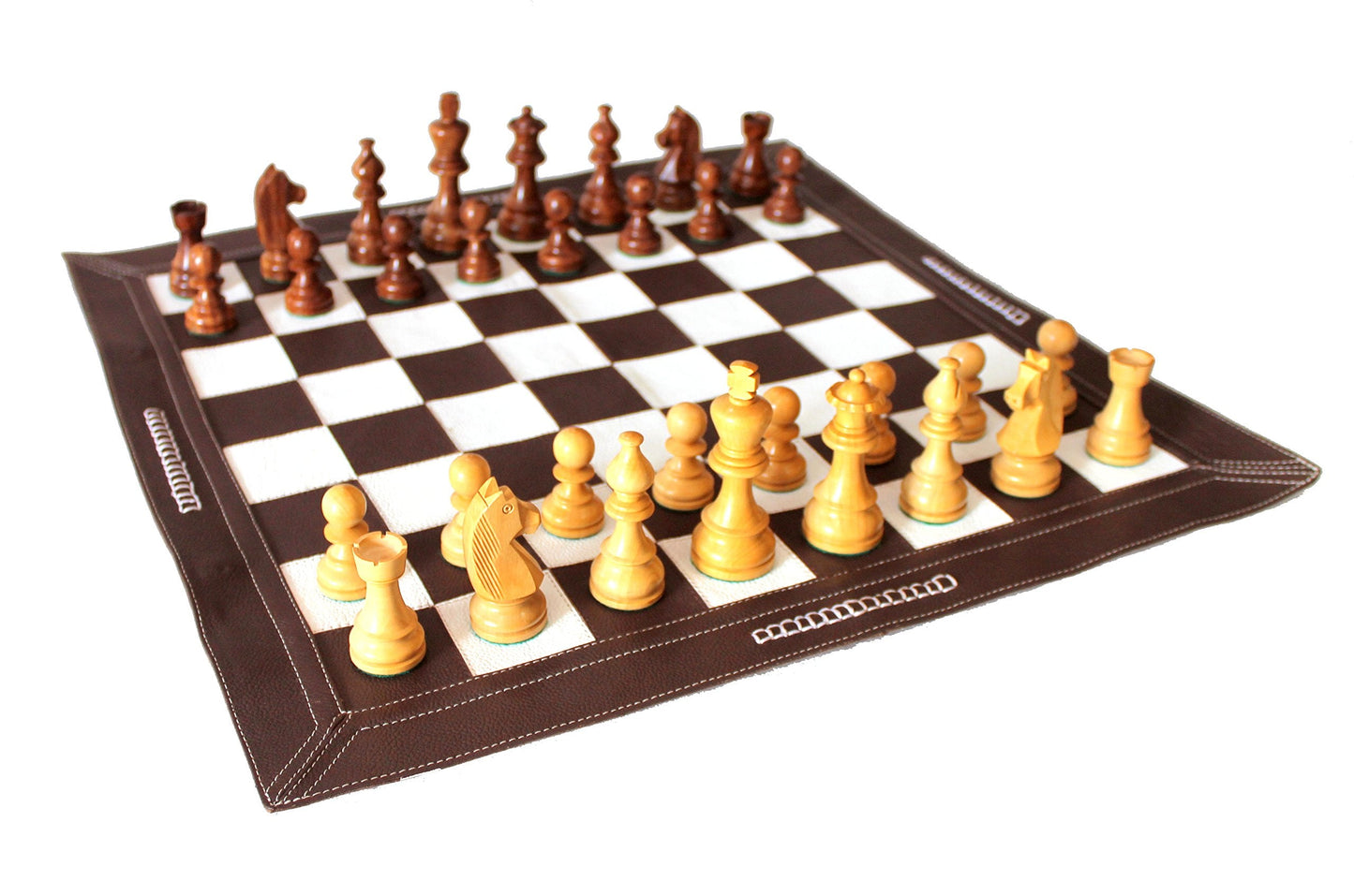 StonKraft - Big Size 19" x 19" Genuine Leather Chess Board | Roll-up Tournament Chess | Black