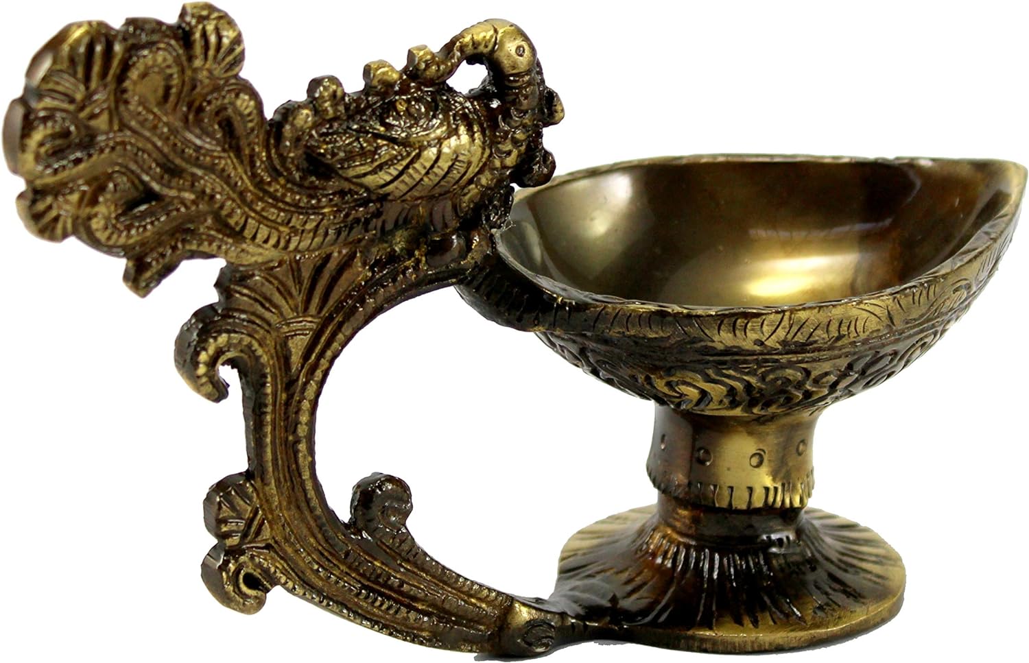 Brass Oil Lamps | Shankh Chakra Narayan Oil Lamp Diya Deepam Kuthu Vilakku -3.5 & 4" Inches