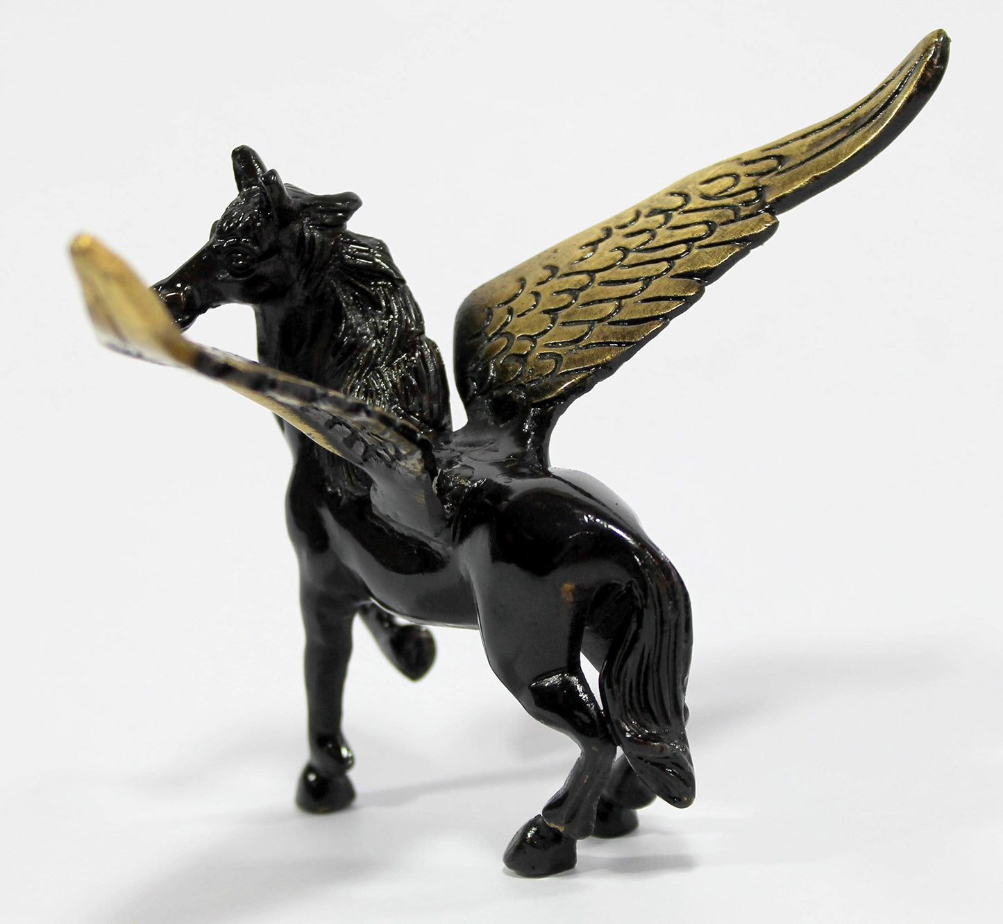 eSplanade Brass Flying Angel Horse Pegasus Showpiece Figurine Sculpture - Decorative Items - Home Decor - Black - 6" Inches (Length)