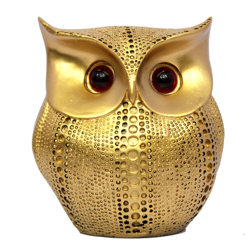 ESPLANADE Resin Owl Ullu Golden Decor Showpiece | Vintage Home Decorative | Goodluck Charm | Fengshui | Vastu - 5.5 Inches Approx