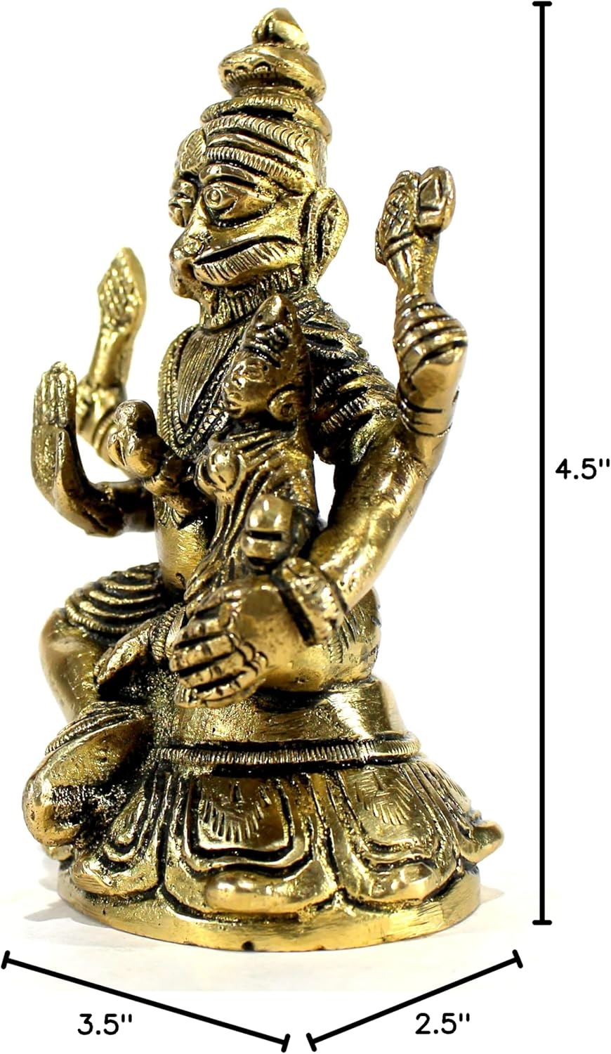 eSplanade - Brass Narsimha Narsingha Narsing with Lakshmi Laxmi Murti Idol Statue Sculpture | Pooja Praying Idol | Golden - 4.5" Inches