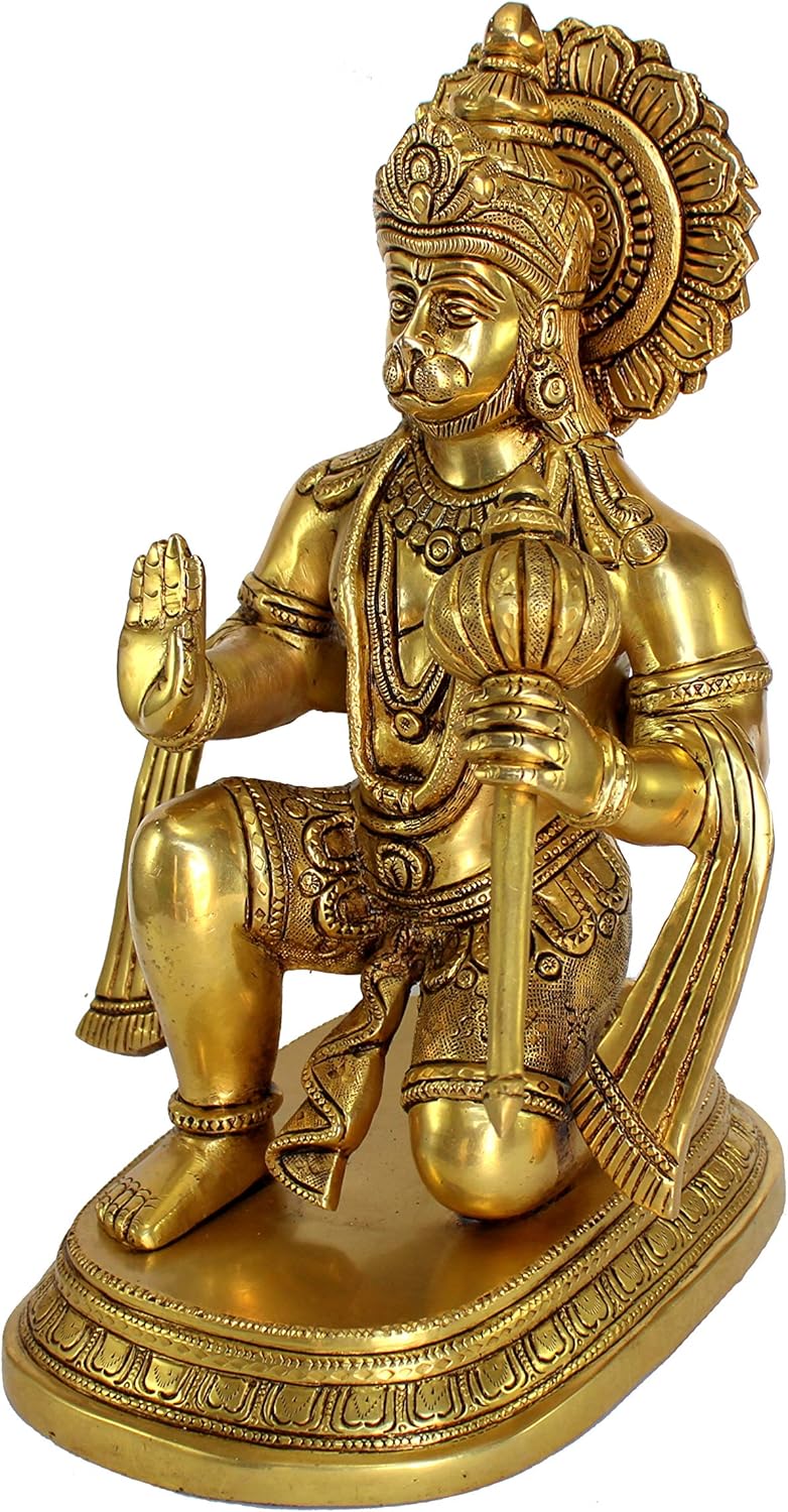 eSplanade Brass Hanuman Anjaneya Pavan Putra Bajrangbali Maruti Idol Murti Moorti Statue- 11", 4.75", 9.5"