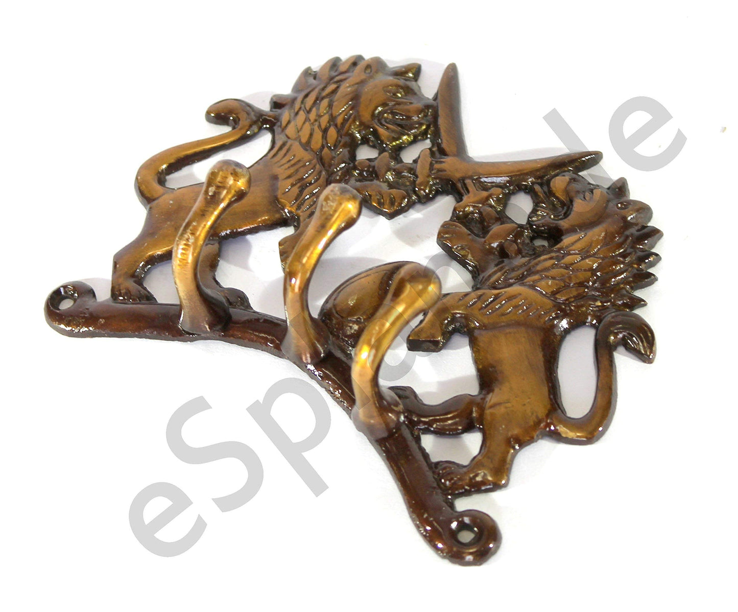 eSplanade Brass Fighting Lions Key Stand | Key Holder Hanger Hook, Wall Key Holder, Keys Rack Hook, Key Hanging Hooks Multi