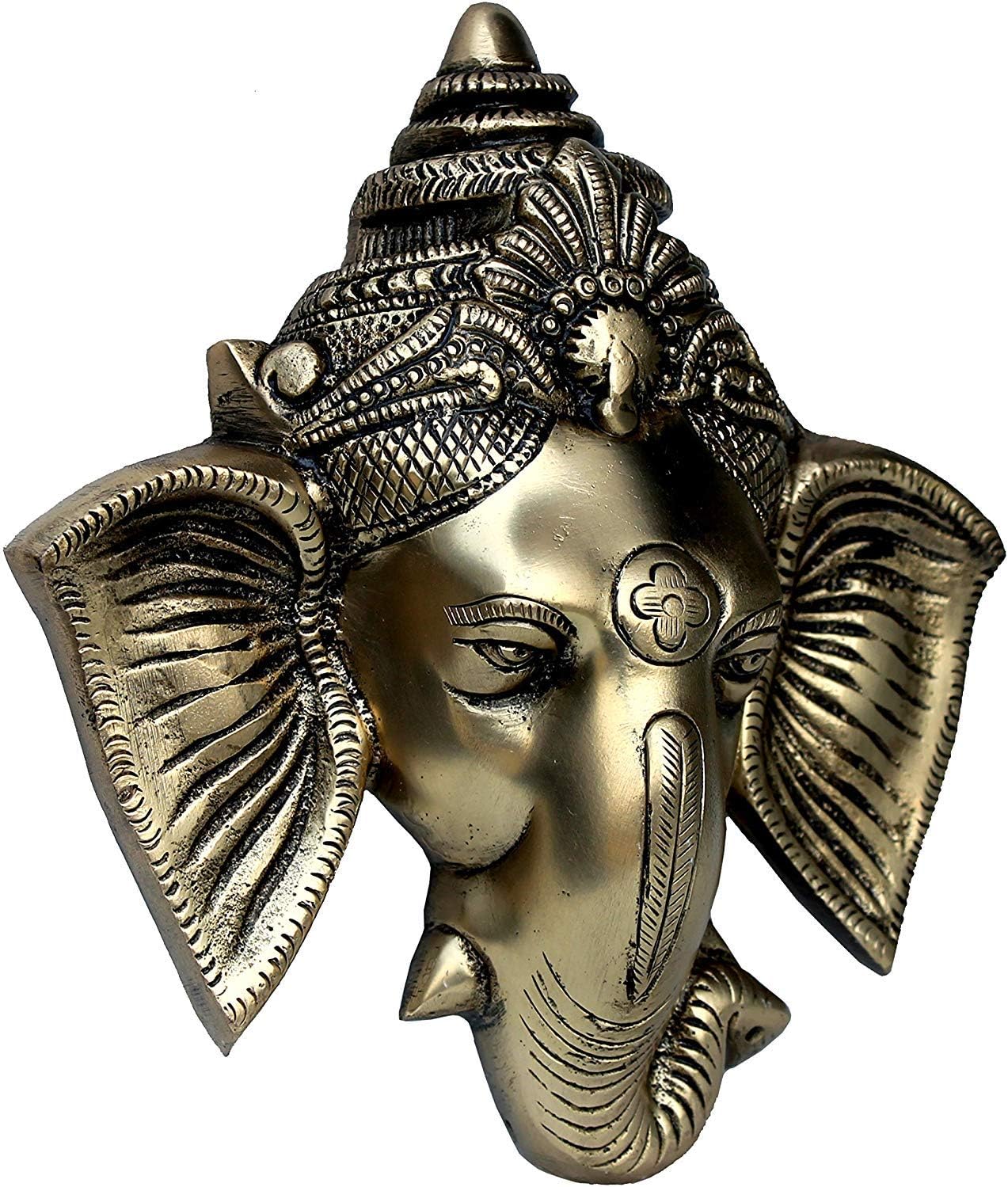 StonKraft - 6" Brass Ganesha Door Hanging - Beautiful Ganesh, Ganapati, Ganapathi, Ganesha Face Wall Hanging for Door Decor and Wall Decor - Great Gift Choice