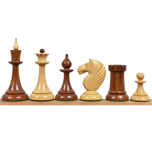 Royal Chess Mall 1950s Soviet Latvian Reproduced Chess Pieces Only Chess Set, Golden Rosewood and Ebonised Boxwood Wooden Chess Set