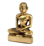 ESPLANADE Mahaveer Jain Mahavir Swami Murti Statue Idol Sculpture - Brass - 4" Inches – Golden | Vintage Statue for Home Décor & Office Décor Showpiece