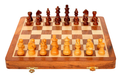 StonKraft Wooden Chess Game Board, Wooden Chess Pieces with Storage Slots (14" x 14" Inch)
