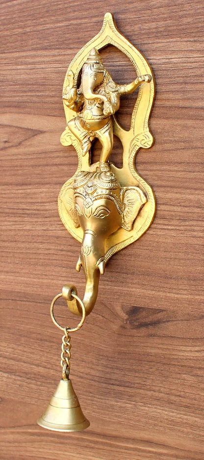 StonKraft - Elephant Face With Ganesha Door Knocker/Door Decor With Brass Bell For Door and Wall Decor