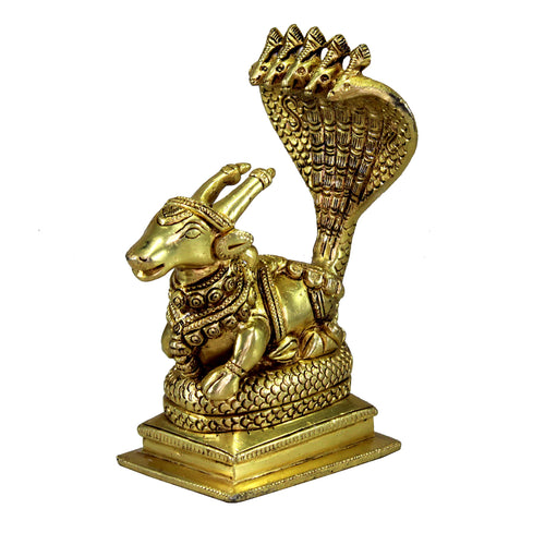 eSplanade Brass Sheshnag Nandi Statue Pooja Idols | Home Decor - Height 6