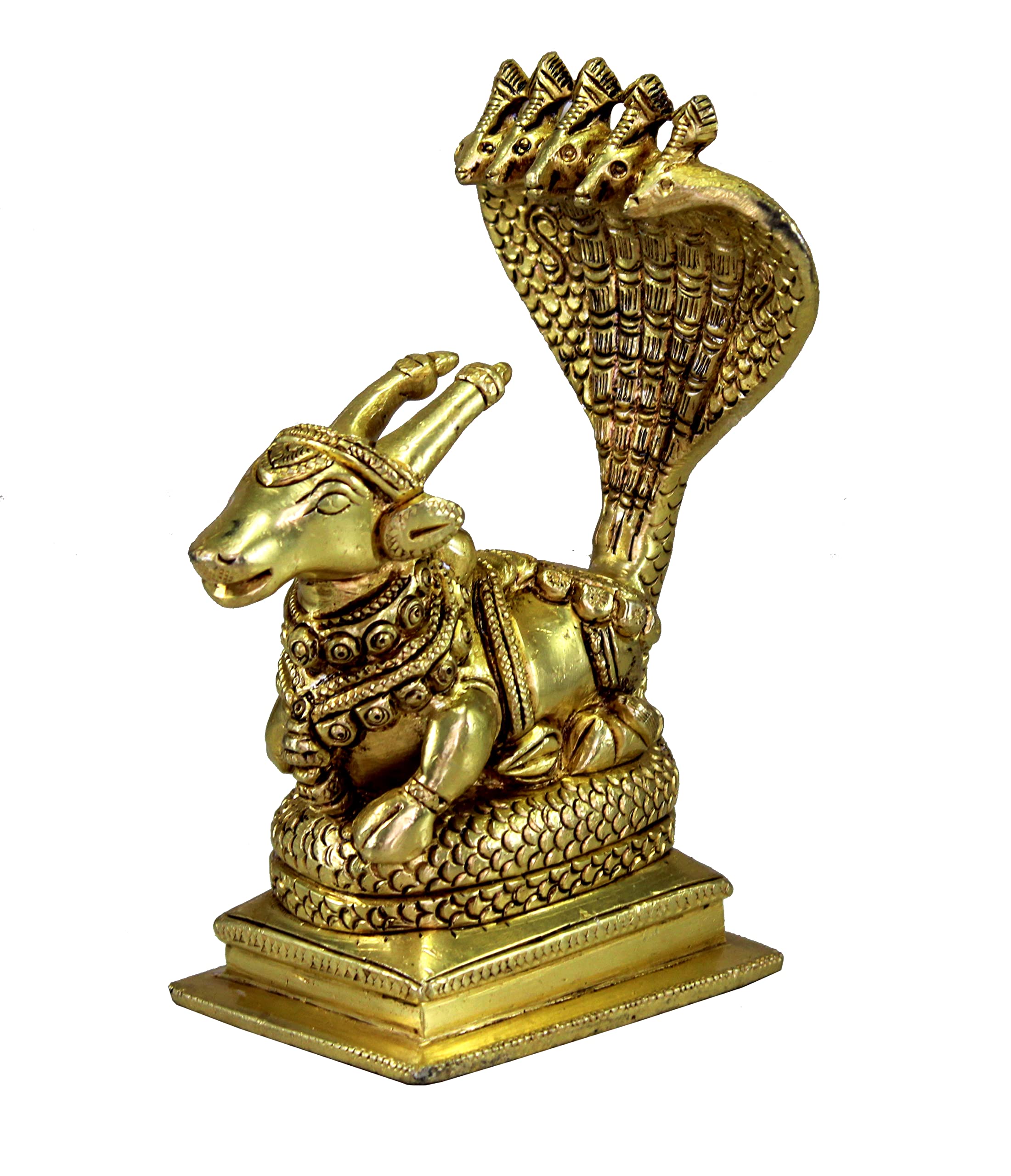 eSplanade Brass Sheshnag Nandi Statue Pooja Idols | Home Decor - Height 6" Inches