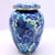 eSplanade Metal Cremation Urn Memorial Jar Pot Container | Full Size Urn for Funeral Ashes Burial | Flowers Printed Urn | Blue - 10" Inches