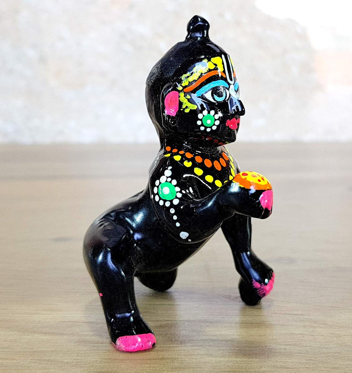 eSplanade - Black Painted Brass - (3") 7.5 cms - Laddoo Gopal Baby Krishna Kishan Baby Krishna Thakurji Murti Idol Statue Sculpture