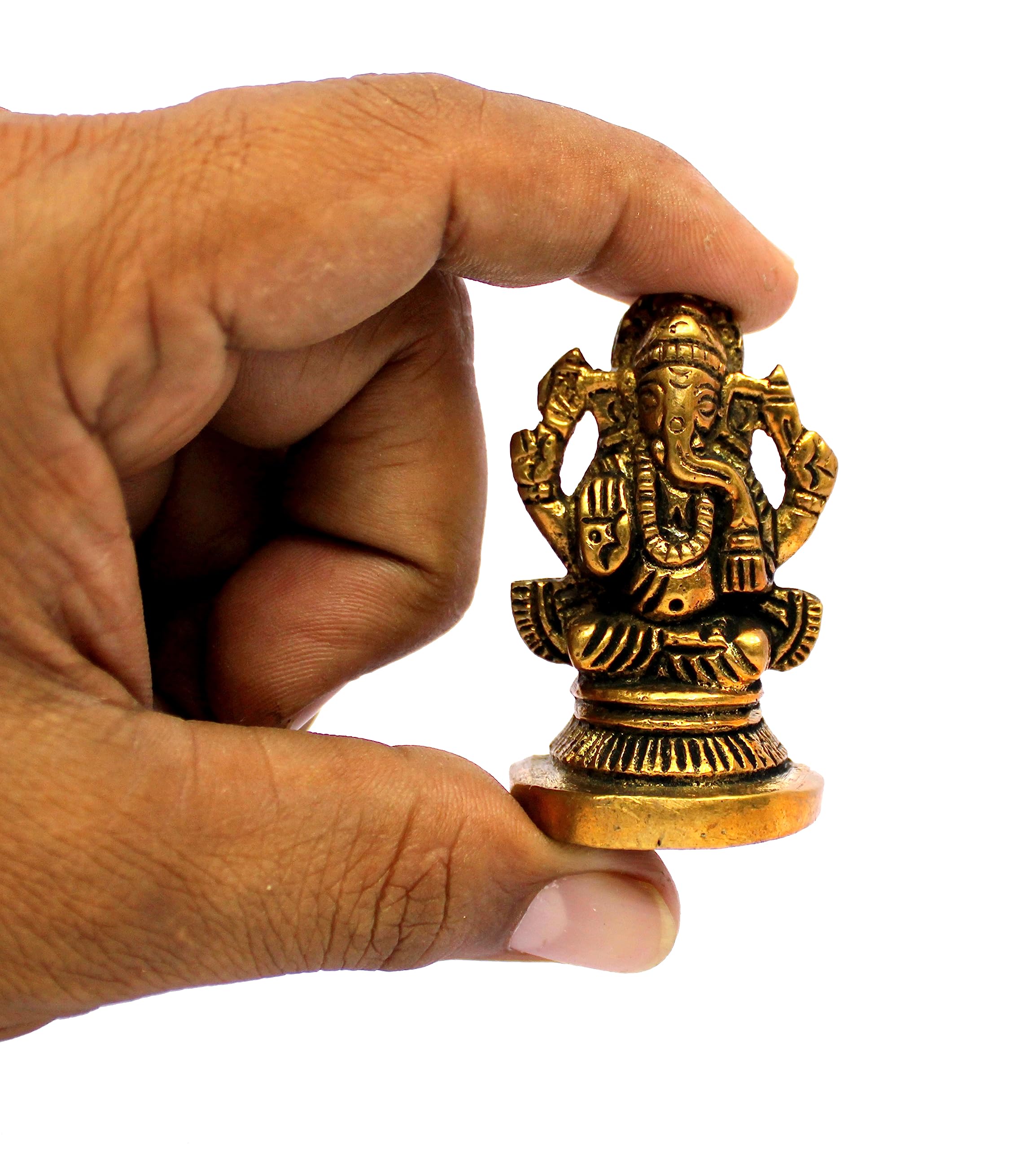 ESPLANADE Brass Ganesha Idol | Home Decor | Ganesh Ganesha | Bal Ganesh | Ganpati Ganapati Murti Statue - 2 inches