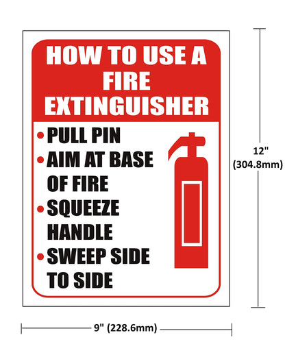 eSplanade How to use Fire Extinguisher Sign Sticker Decal - Easy to Mount Weather Resistant Long Lasting Ink (Size 12"x9")